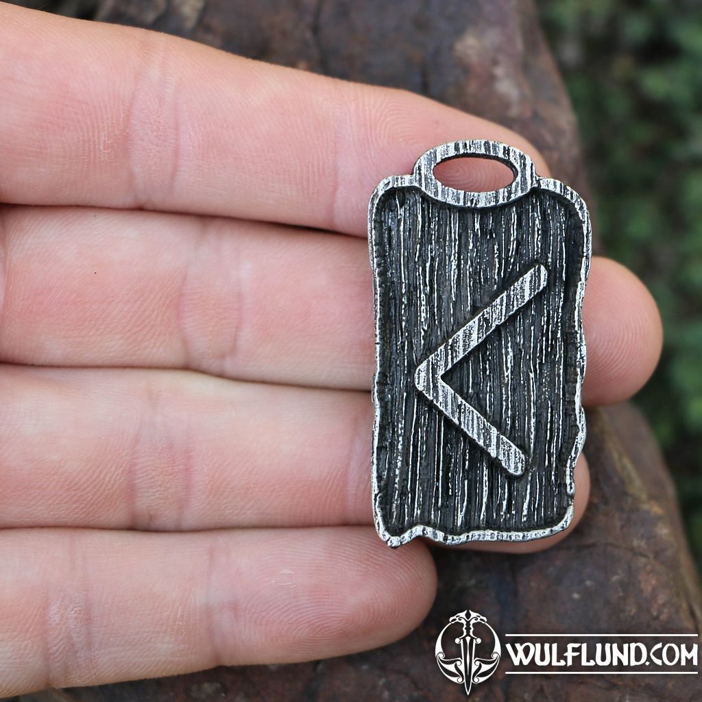 KENAZ Rune Pendant, zinc rune pendants amulets and talismans, Jewelry