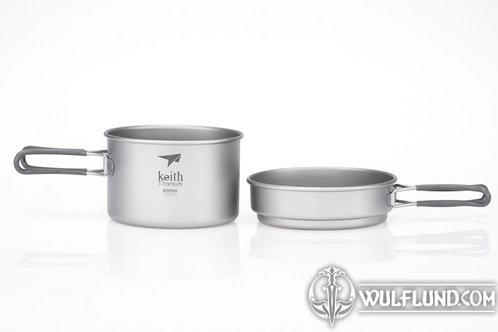 2-Piece Titanium pot and Pan Cook Set Ti6012 KEITH Titanium equipment  Bushcraft 