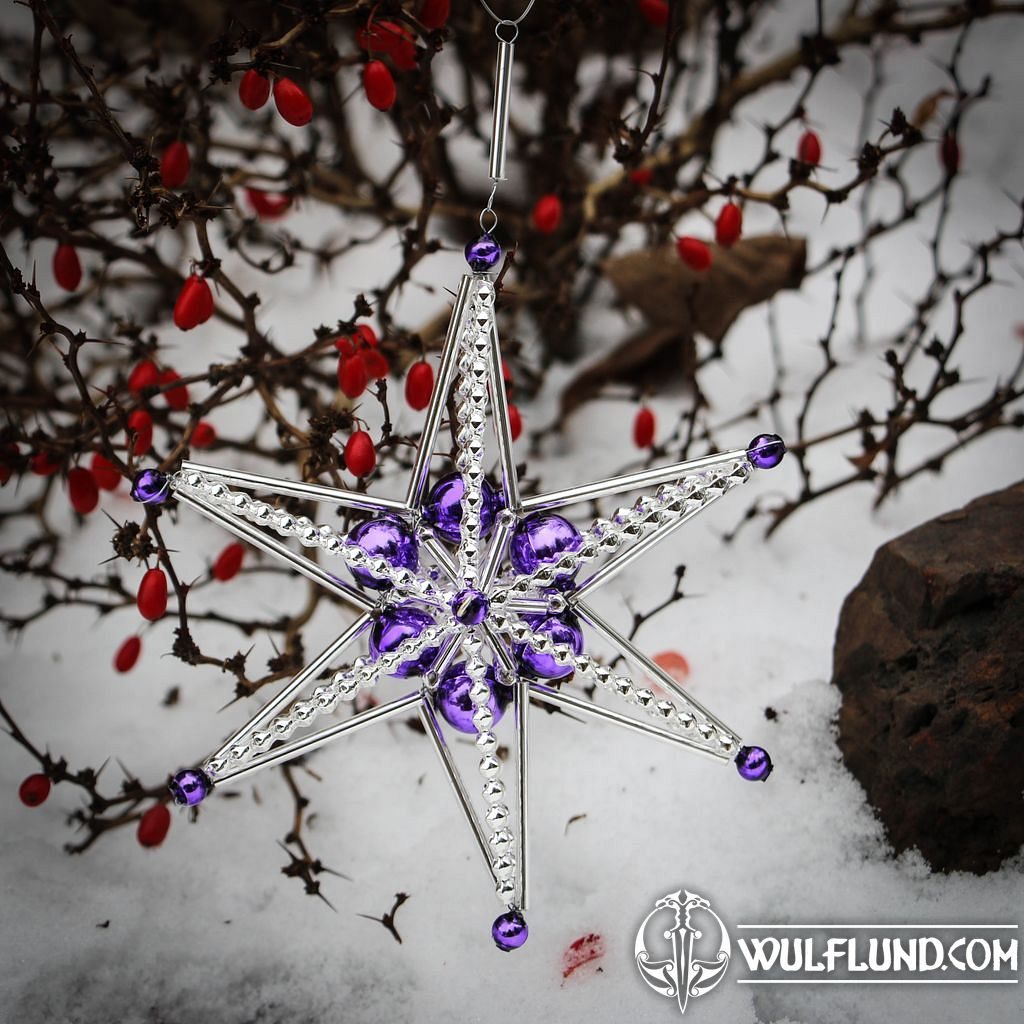 PURPLE STAR, Yule Decoration from Bohemia vánoční ozdoby Yule decorations,  Glass Beads - wulflund.com
