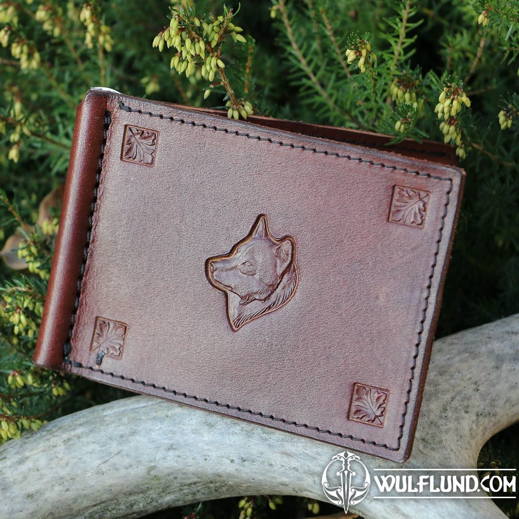 Wolf wallet. Leather women coin purse with hand painted custom art