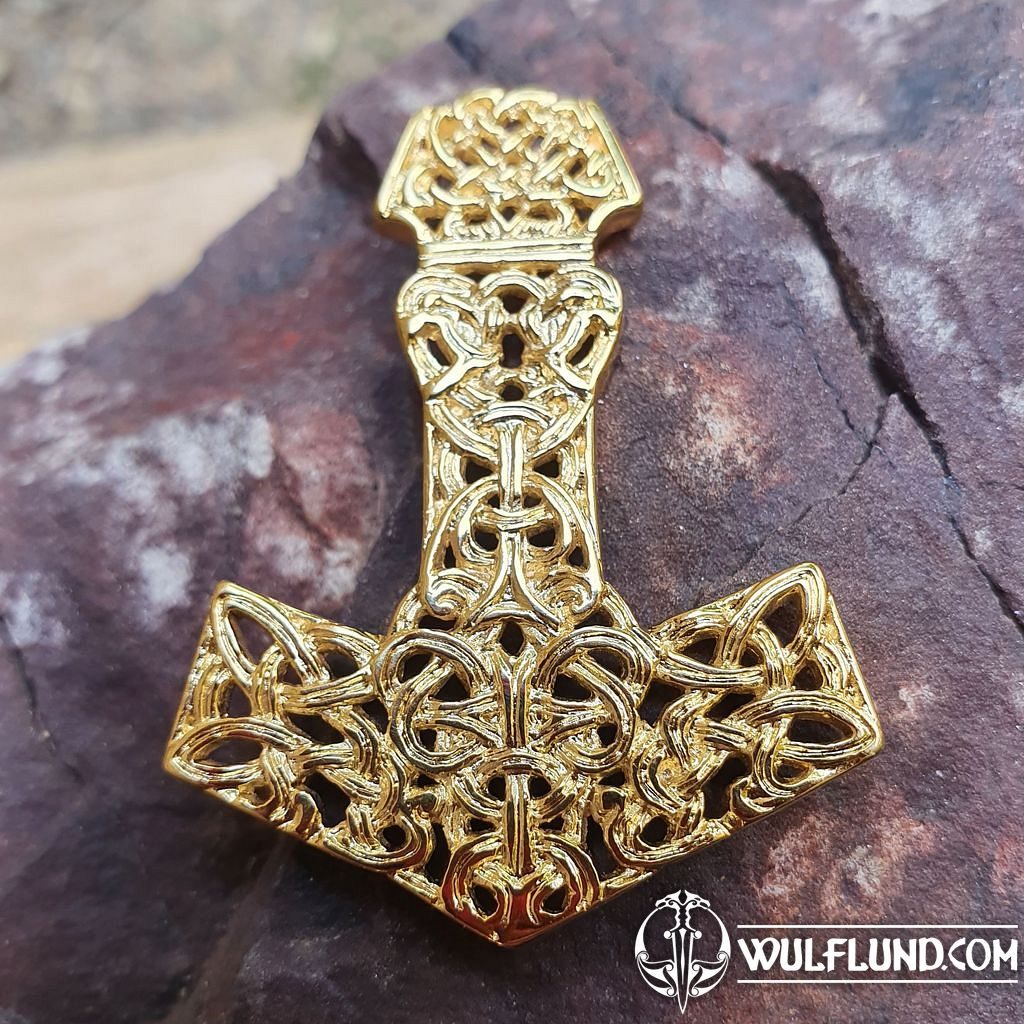 MJÖLNIR Thor's Hammer Pendant plated gilded jewelry Jewellery - wulflund.com