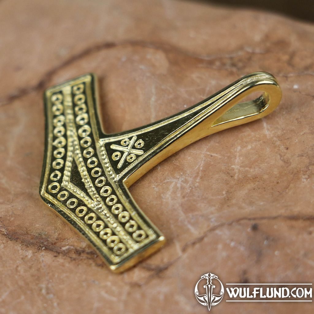 THOR HAMMER Denmark Gold Plated Naav viking pendants amulets and talismans,  Jewellery - wulflund.com