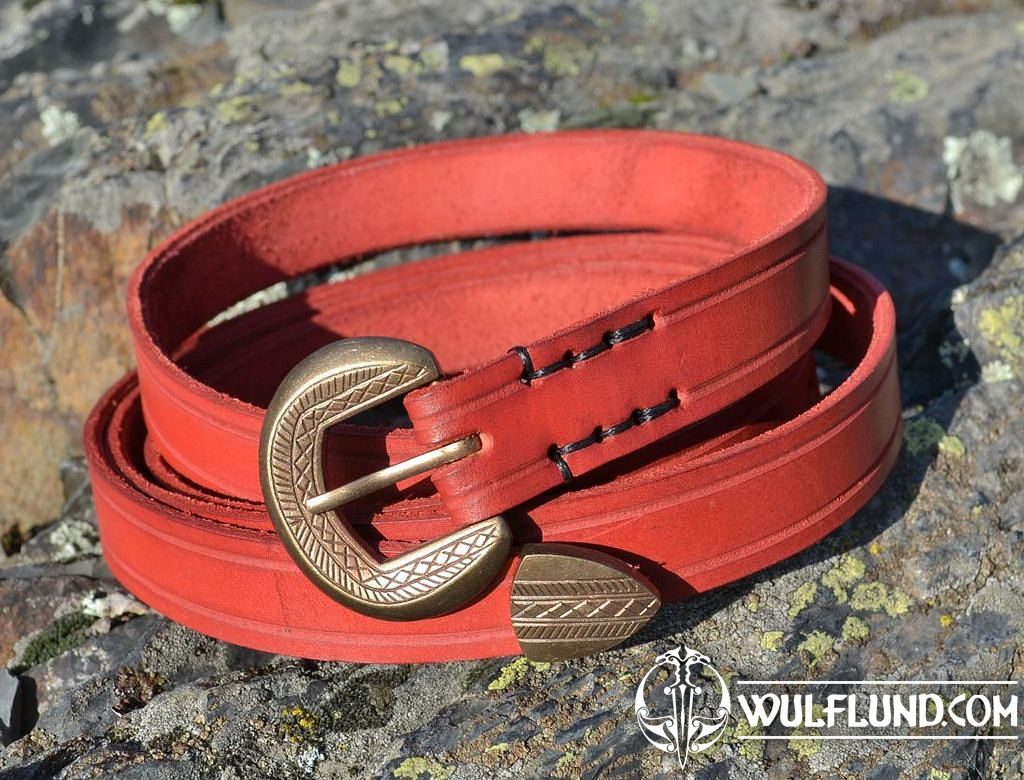 VIGO, medieval leather belt, red - wulflund.com