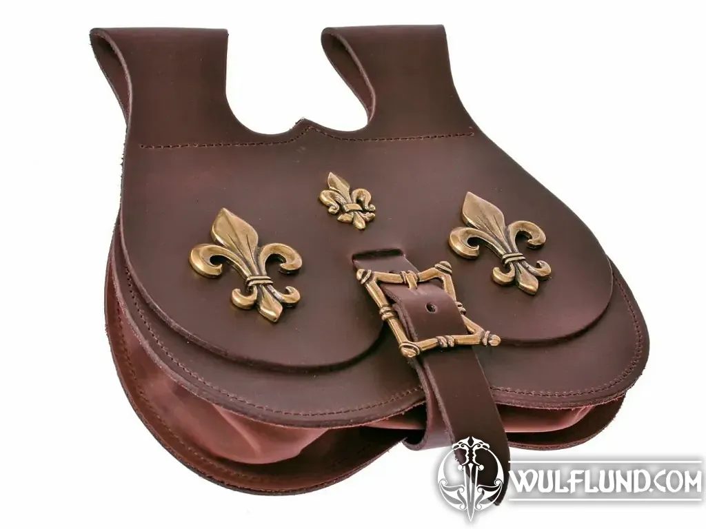 Popular Fleur-de-lis Steampunk Victorian Beaded Riveted Shoulder Bag/Messenger Bag Accessory in Brown Tweed and Cream Faux Leather -- Mademoiselle