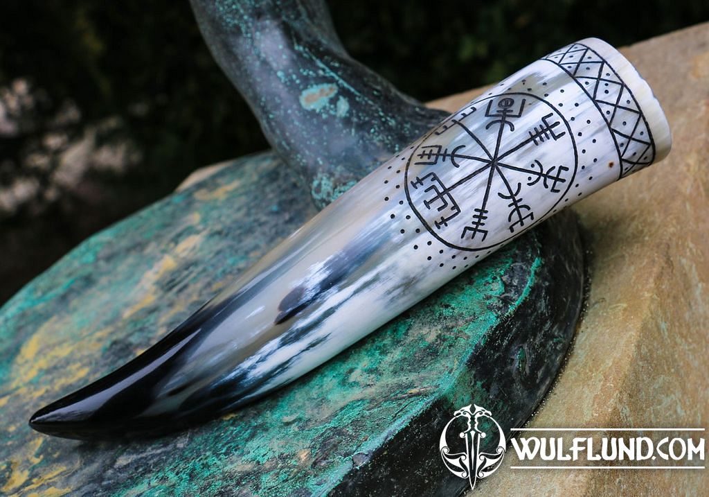 Vegvisir, corne viking potable cornes à boire Cornes - wulflund.com