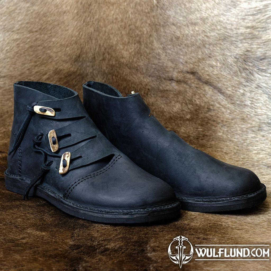 VIKING SHOES - Hedeby, black viking, slavic boots footwear, Shoes, Costumes  - wulflund.com