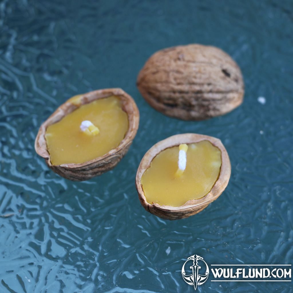 Floating nut beeswax candle in shell Candles Aromatherapy Wulflund