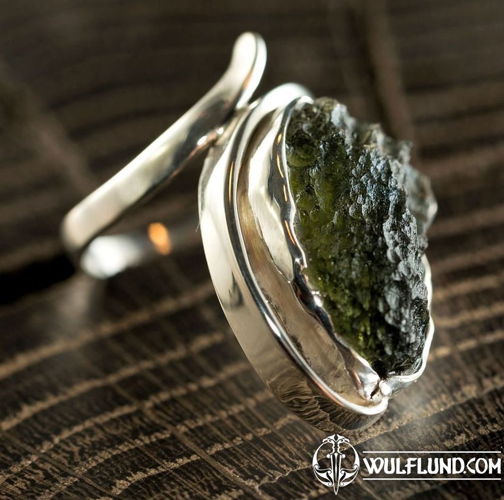Natural moldavites | rings, silver - wulflund.com