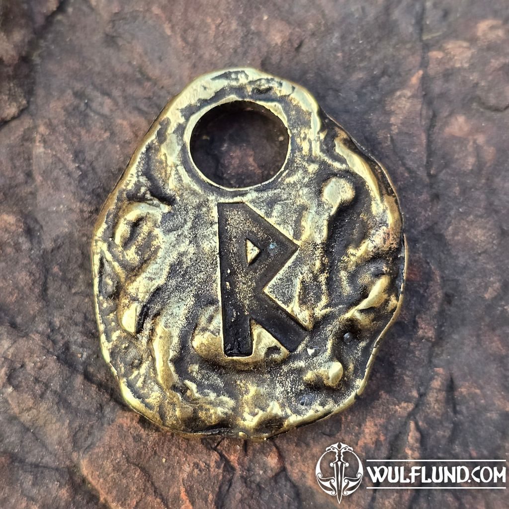 RAIDHO - runový amulet, staromosaz Drakkaria rune pendants Zinc amulets ...