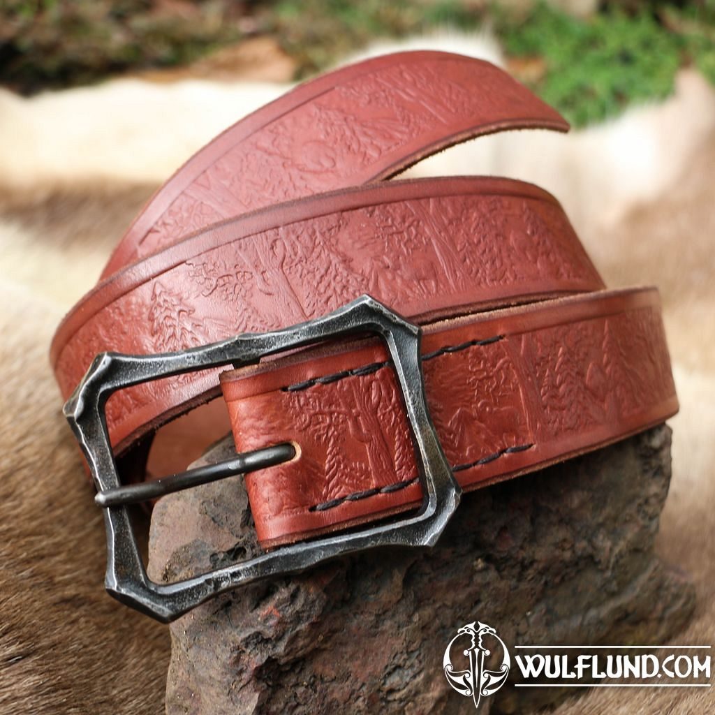 TAIGA Forestry Leather BELT with forged Buckle, brown belts