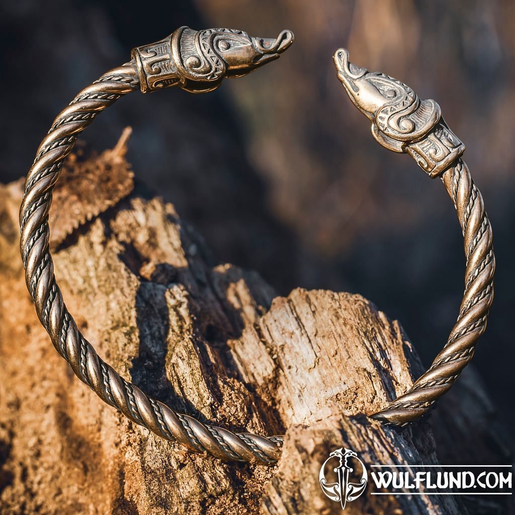 Viking Raven Bracelet, Odin Ravens Head Torc, Norse Arm Ring - TheNorseWind