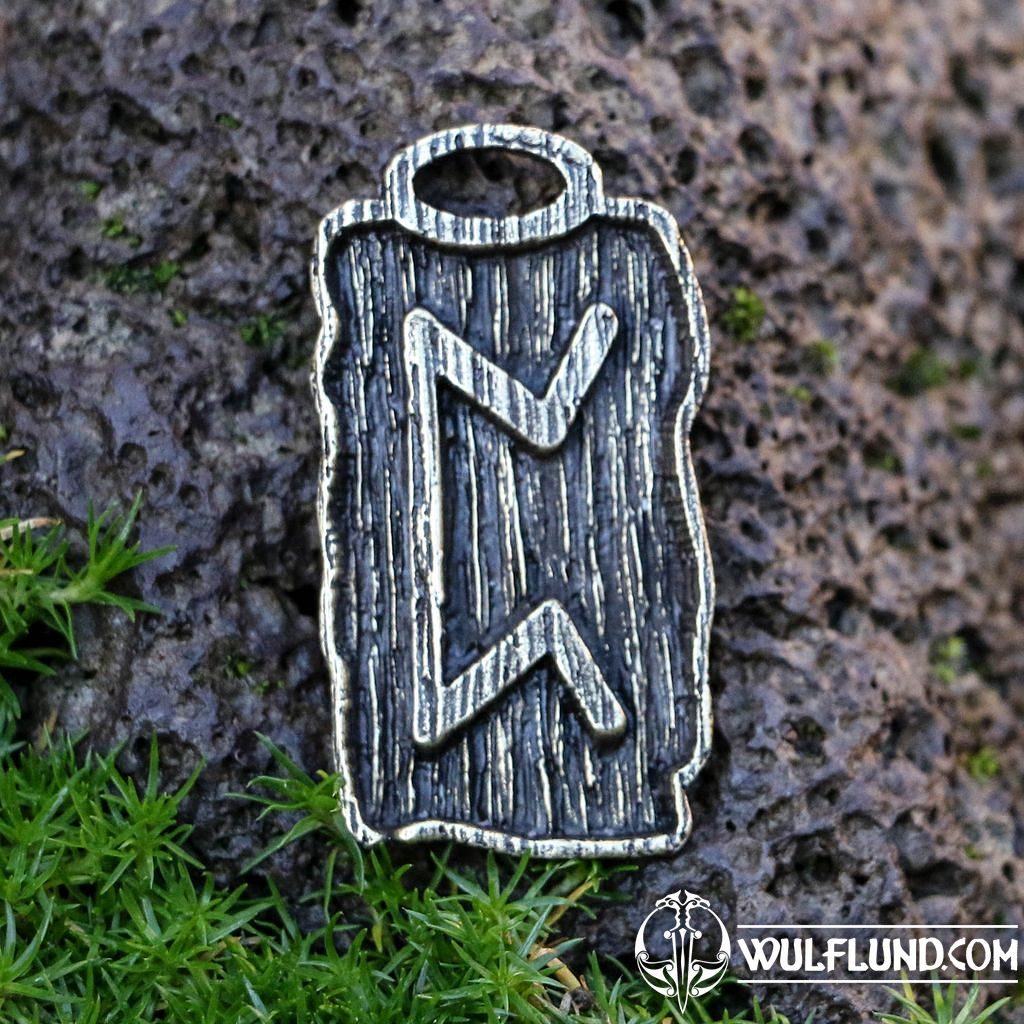 Pertho Rune Anhänger, Zink Altmessing Drakkaria Runenanhänger