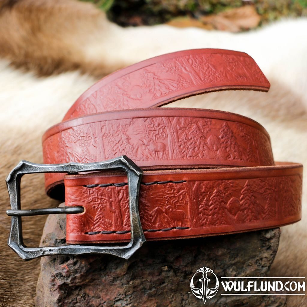 TAIGA Forestry Leather BELT with forged Buckle, brown belts