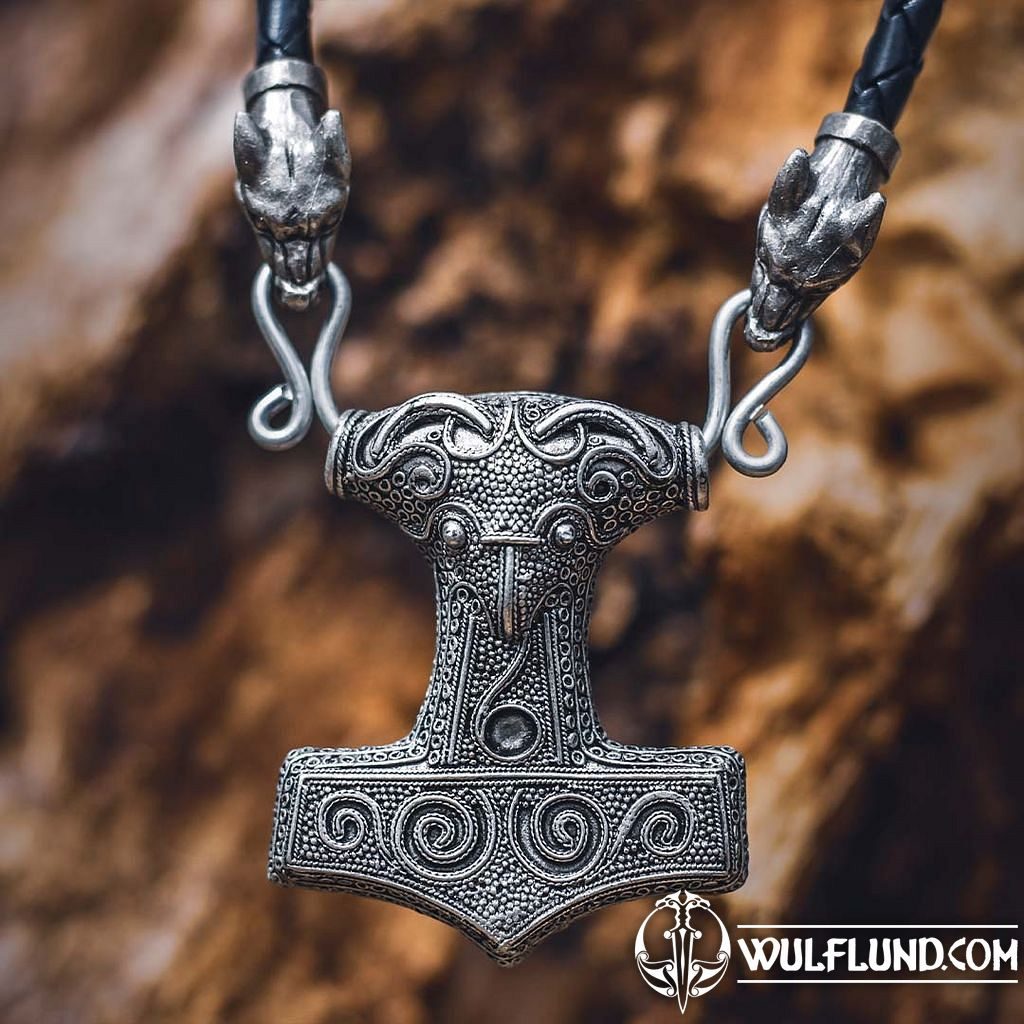 Thor's Hammer Necklace Silver Wolf Byzantine Chain Norse Viking Style –  Fenris
