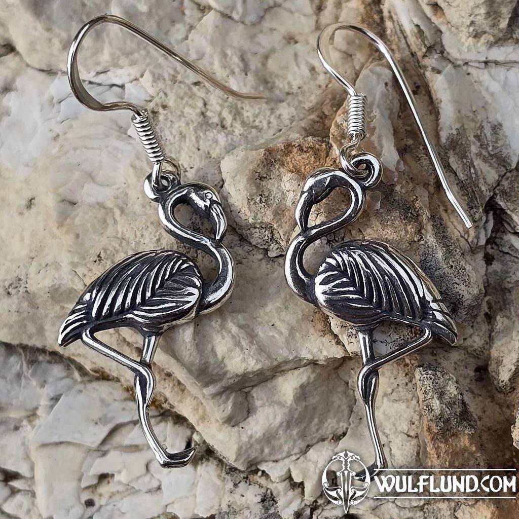 Flamingo silver earrings Ag 925 1000 Drakkaria Earrings Silver jewellery Wulflund