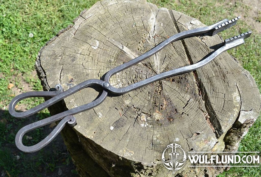 Forged Fireplace Tongs for Coals forged products Smithy Works - wulflund.com