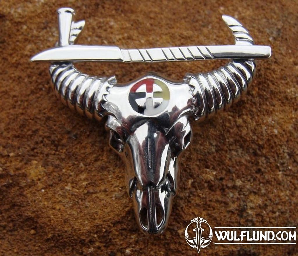 BUFFALO and PIPE, native american pendant, BUFFALO SKULL PENDANTS -  wulflund.com