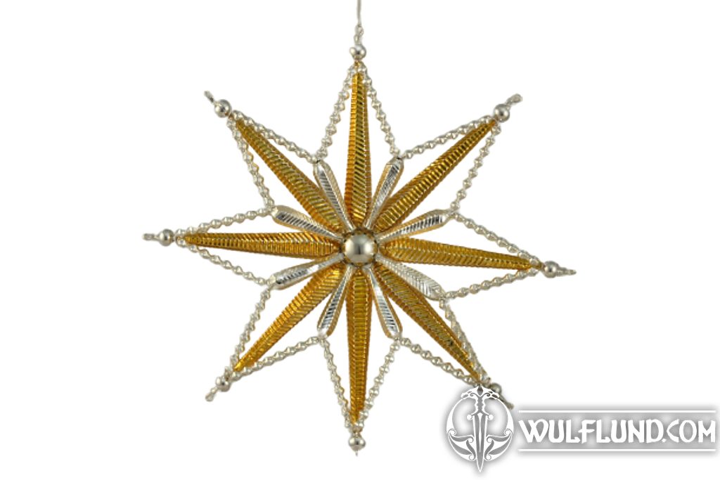 GOLDEN STAR OF MOUNTAINS, Yule Decoration vánoční ozdoby Yule decorations,  Glass Beads - wulflund.com
