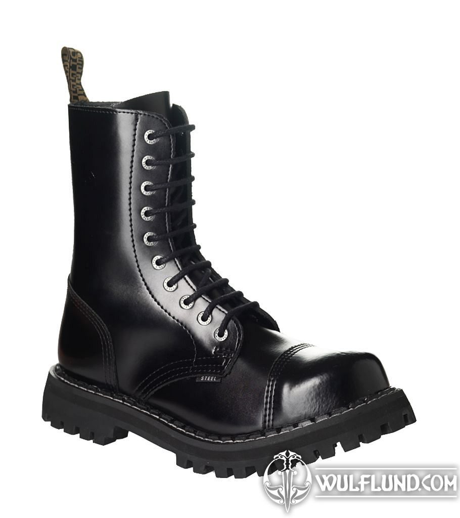 Leather boots STEEL black 10-eyelet-shoes Steel Boots T-shirts, Boots -  wulflund.com