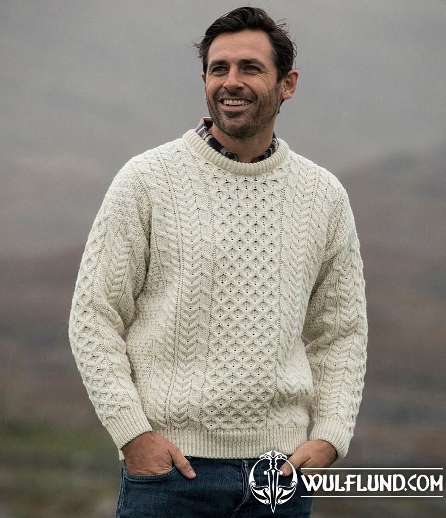 Traditional Aran Sweater Ireland White woolen sweaters and vests Woolen ...