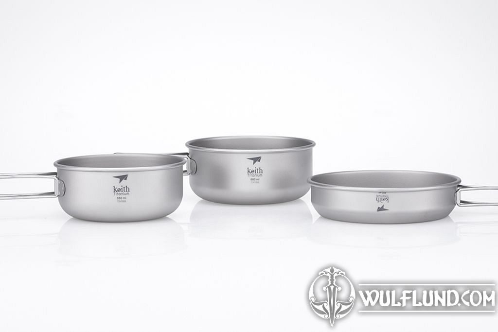 Ti6053 3-Piece Titanium pot and Pan Cook Set Titanium equipment Bushcraft 