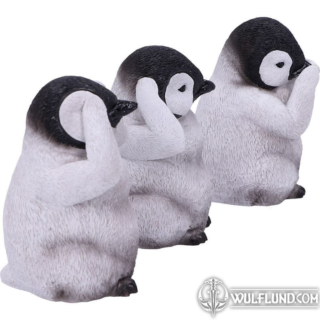 See No, Hear No, Speak No Evil Emperor Penguin Chick Figurines zvířata  figurky Décorations d'intérieur - wulflund.com