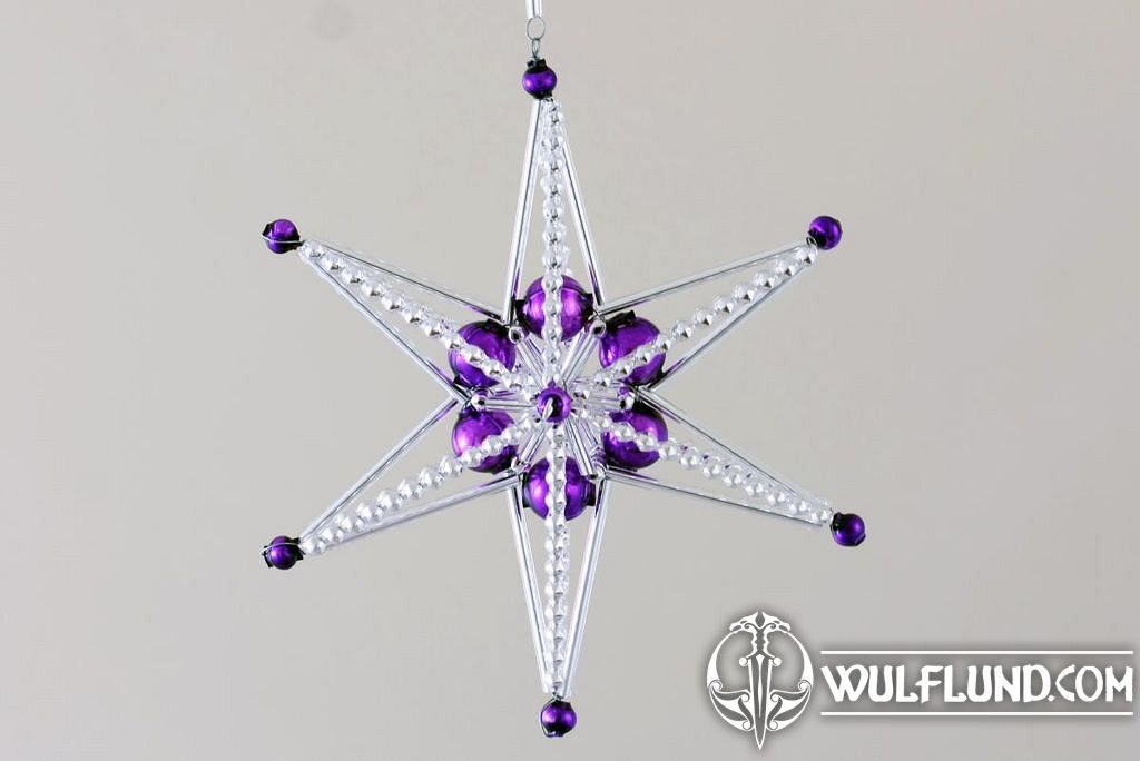 PURPLE STAR, Yule Decoration from Bohemia vánoční ozdoby Yule decorations,  Glass Beads - wulflund.com