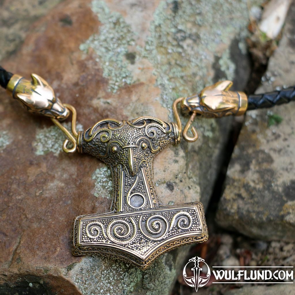 SCANIA, viking leather braided necklace, bronze Naav objets en bronze  Bijouterie - wulflund.com