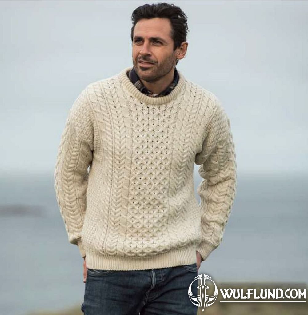 TRADITIONAL ARAN SWEATER, merino wool, natural colour woolen sweaters ...
