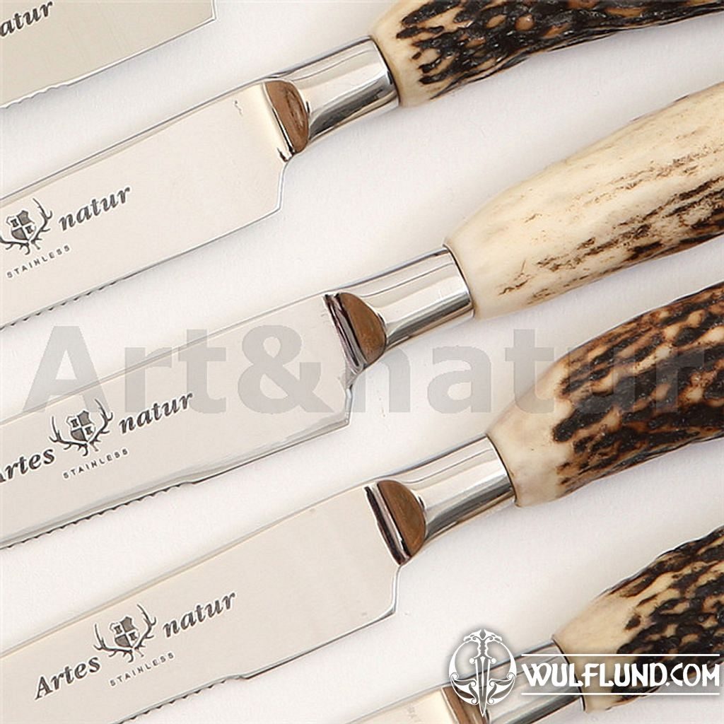 Steak knives set of 6 pieces, antler Kitchen knives Weapons - Swords, Axes,  Knives - wulflund.com