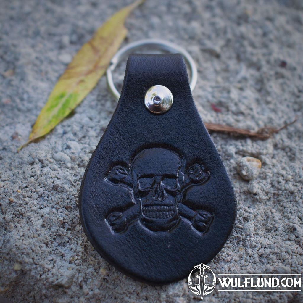 BLACK SKULL, keyring, leather keychains, whips, other Leather Products -  wulflund.com