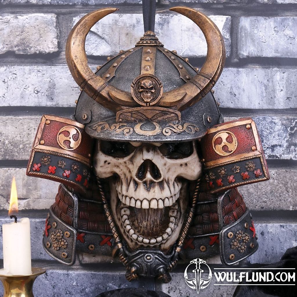 Kabuto Armoured Samurai Warrior Skull 26.6cm figures, lamps, cups