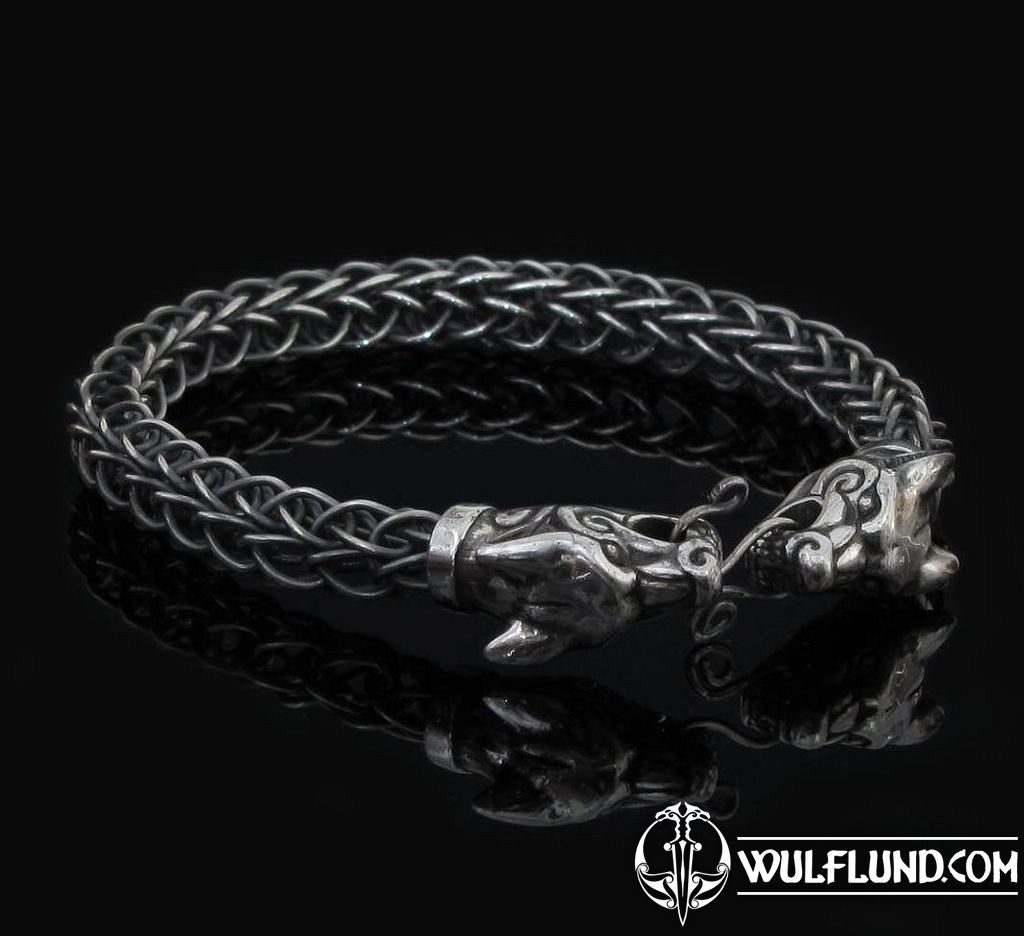 FENRIR, Wolf, Silber Armband - Wikinger knit - wulflund.com