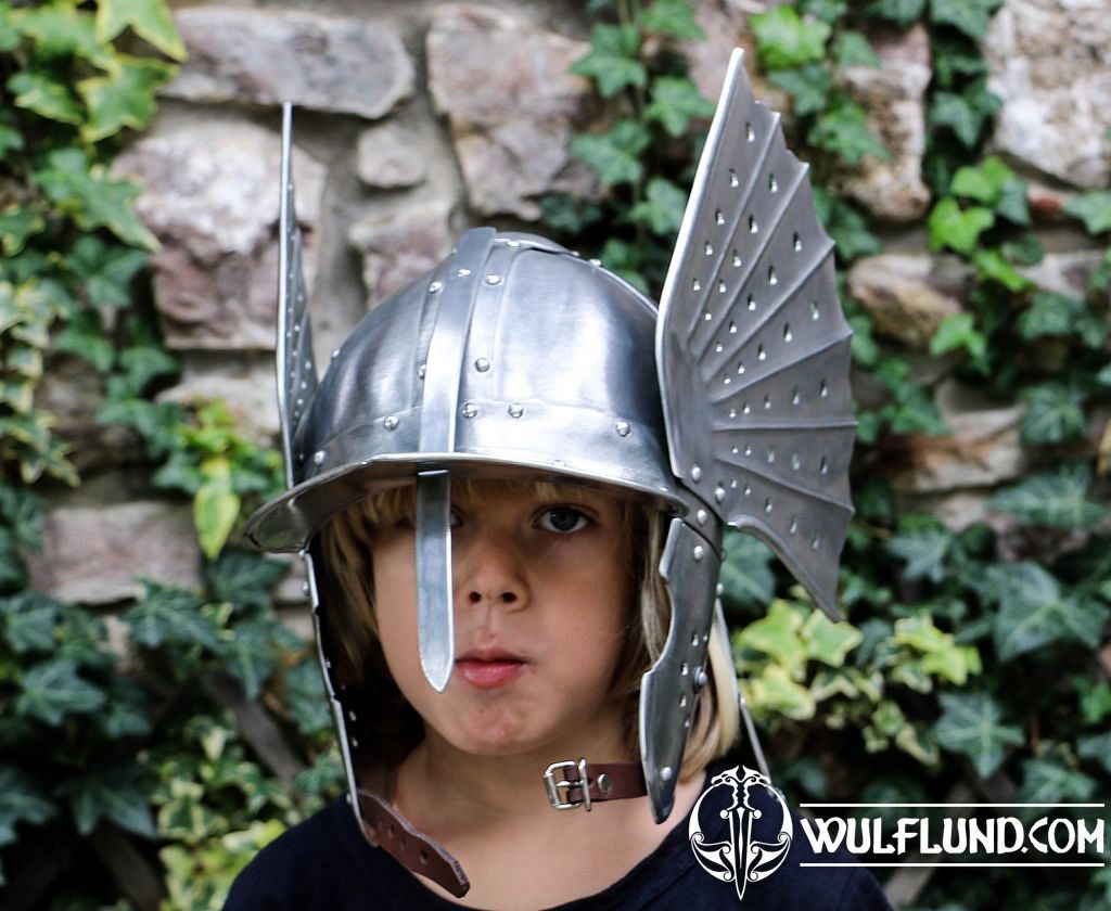 Medieval Viking Winged Norman Helmet Steel & Brass Armor Viking Helmet