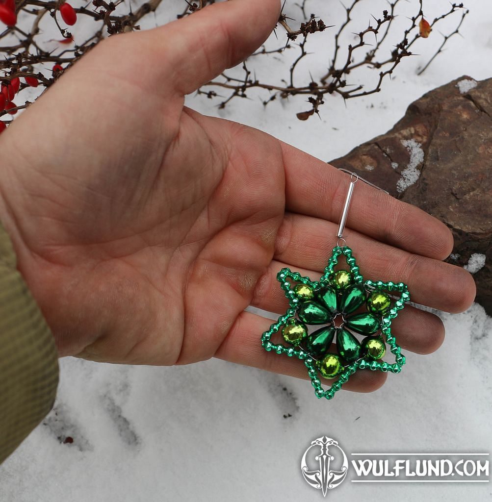 GREEN STAR, Yule Decoration vánoční ozdoby Yule decorations, Glass Beads -  wulflund.com