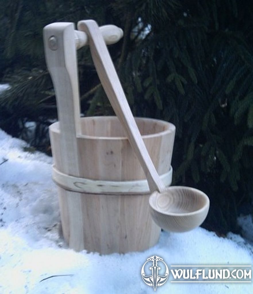 Sauna Wooden Bucket and Spoon dishes, spoons, cooperage Wood