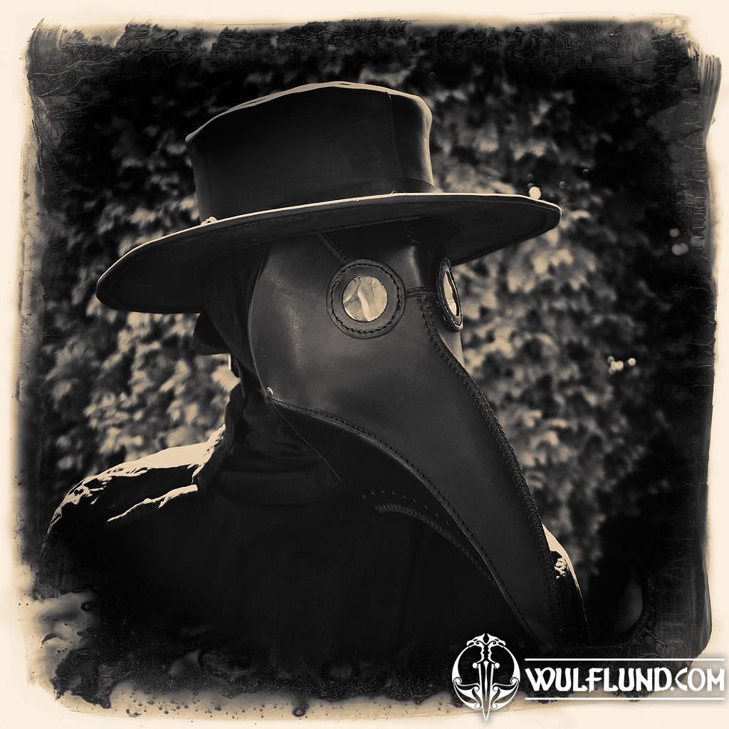 Médecin de la peste, chapeau et masque de cuir masques en cuir Cuir :  produits et outils - wulflund.com