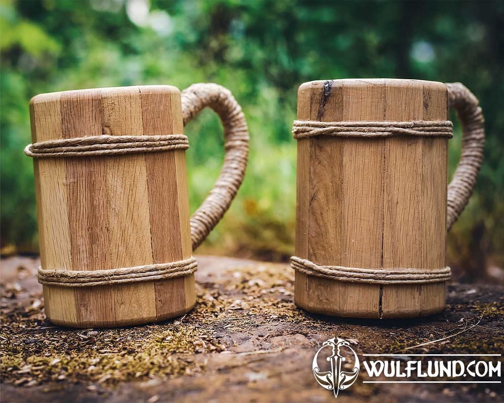 Wooden Tankard, oak dishes, spoons, cooperage Wood 