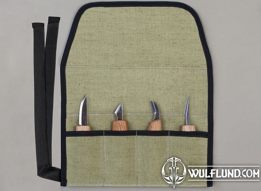 4 Pocket Tool Roll forged carving chisels Bushcraft, Reconstitution,  accessoire - wulflund.com
