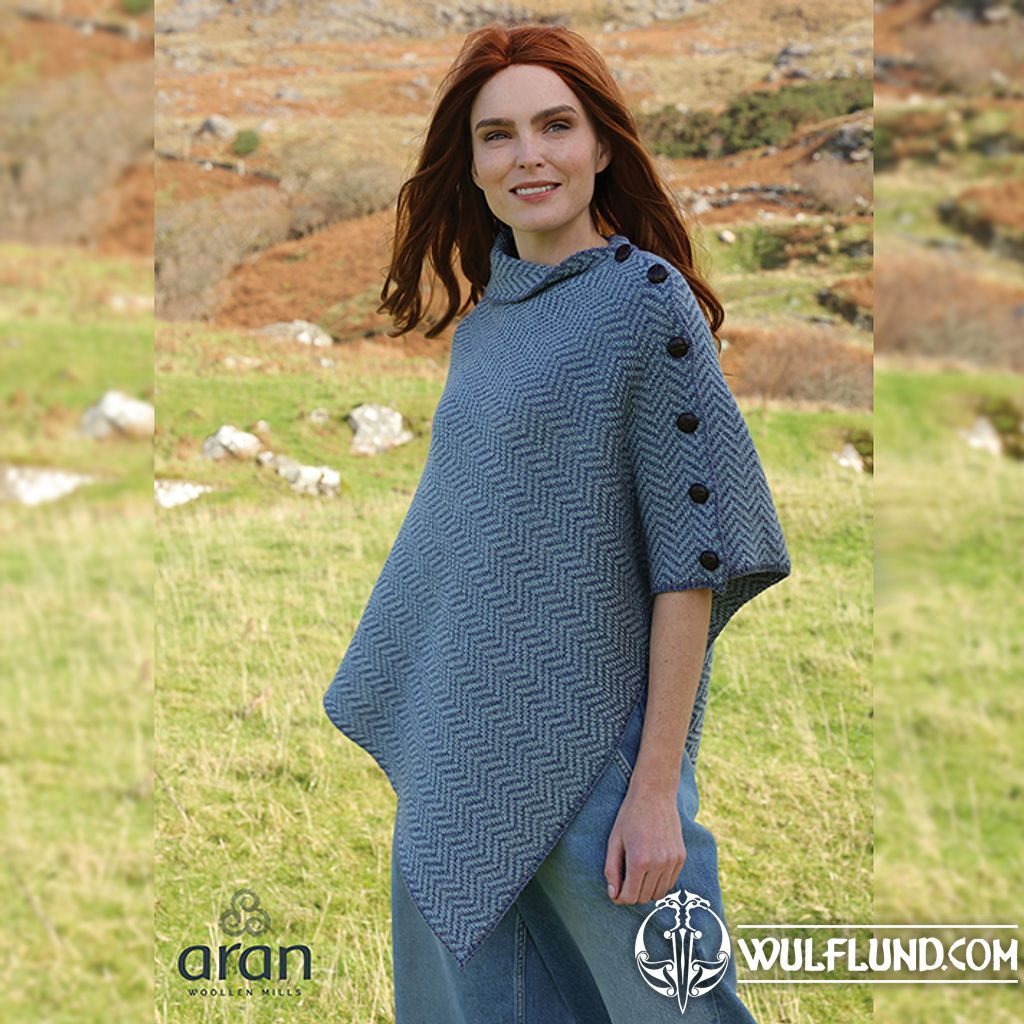 Herringbone Poncho Aran Ireland woolen sweaters and vests Woolen products,  Ireland - wulflund.com