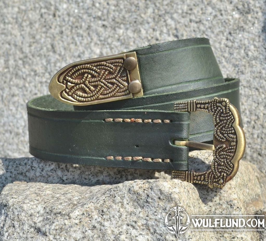 Viking Belt, Gokstad, tin, green leather - wulflund.com
