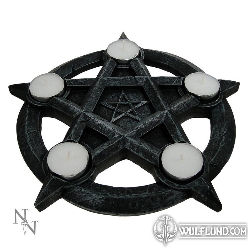 Pentagram Gothic Wiccan Tealight Holder candle holders, figures Magic -  wulflund.com