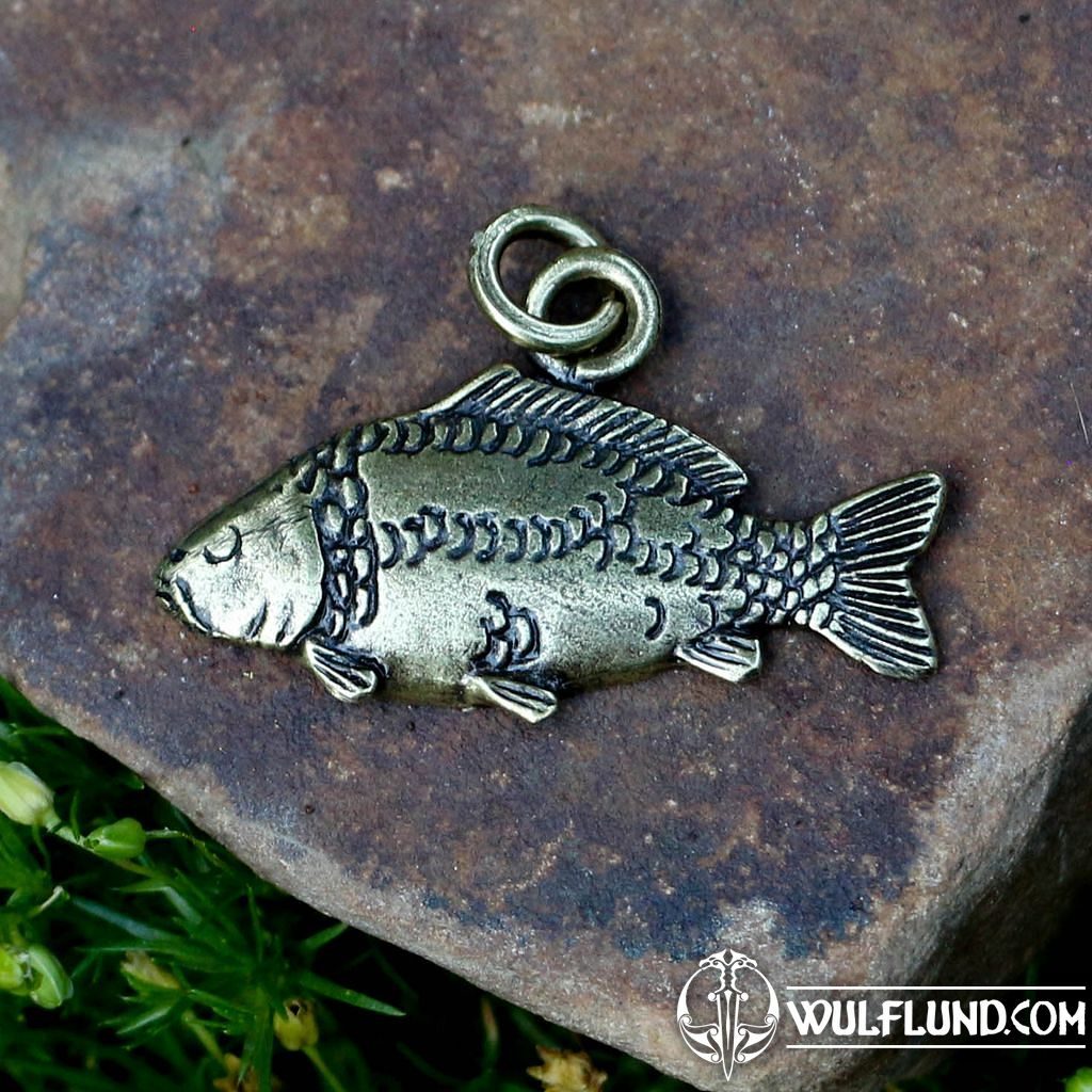 CARP - fish, fishing pendant, zinc, antique brass