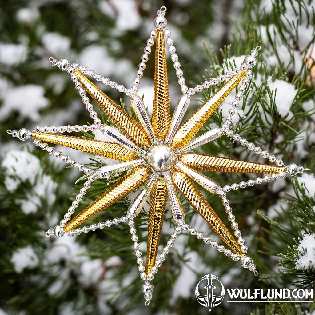 GOLDEN STAR OF MOUNTAINS, Yule Decoration vánoční ozdoby Yule decorations,  Glass Beads - wulflund.com