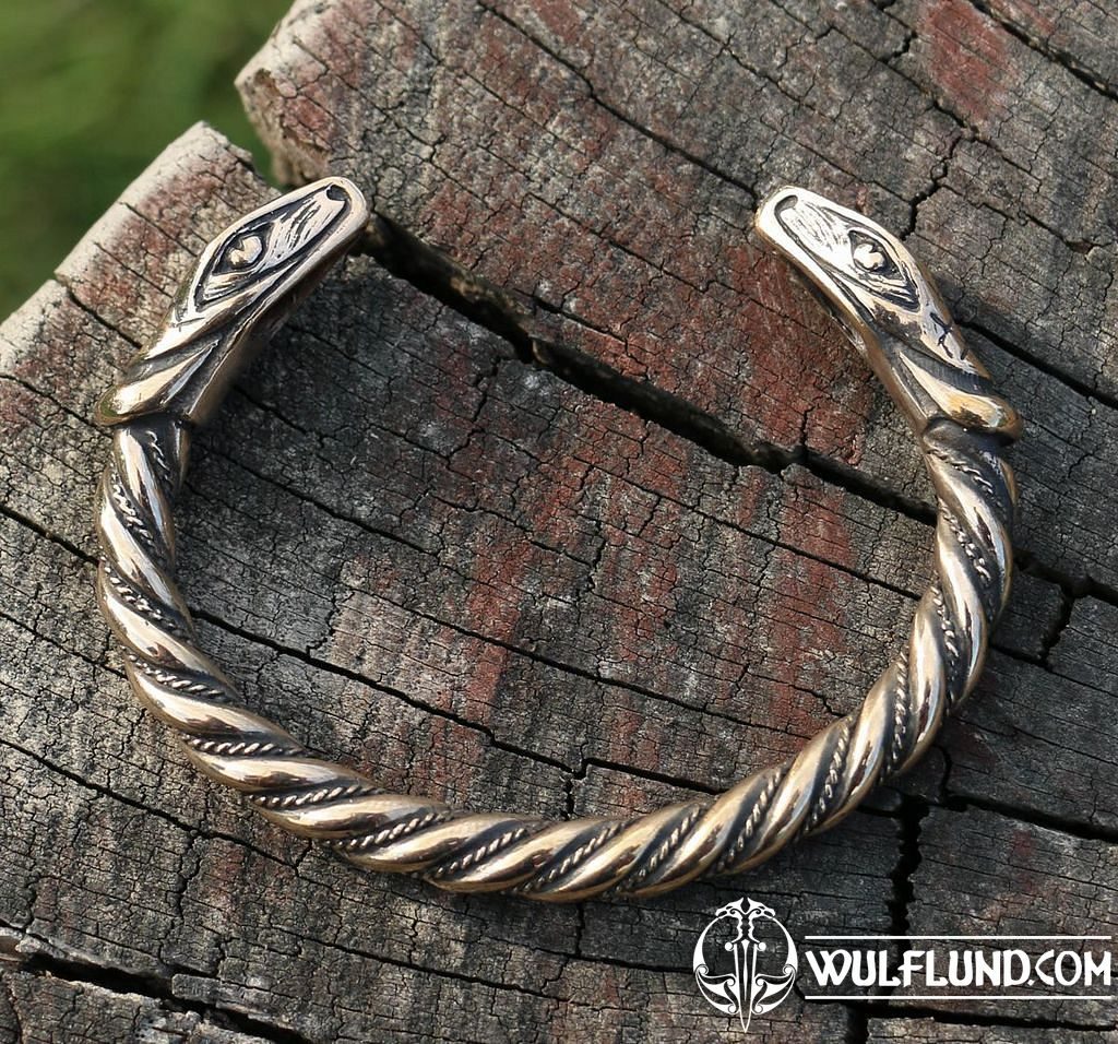 Jörmungandr, Viking Bracelet, snake, serpent, bronze - wulflund.com