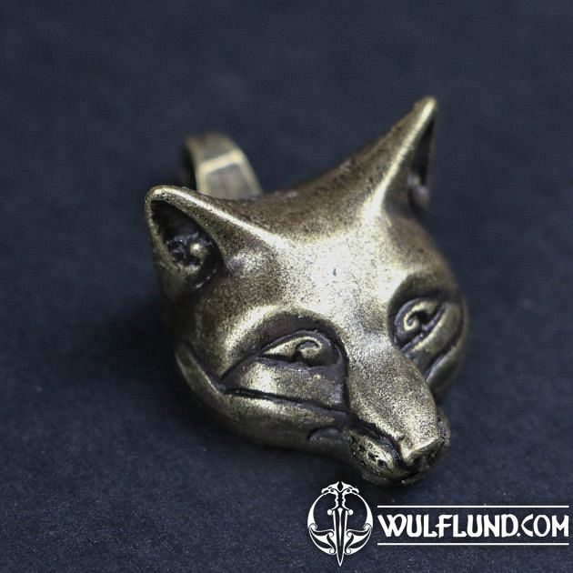 Celtic Fox head pendant zinc antique brass Drakkaria animal