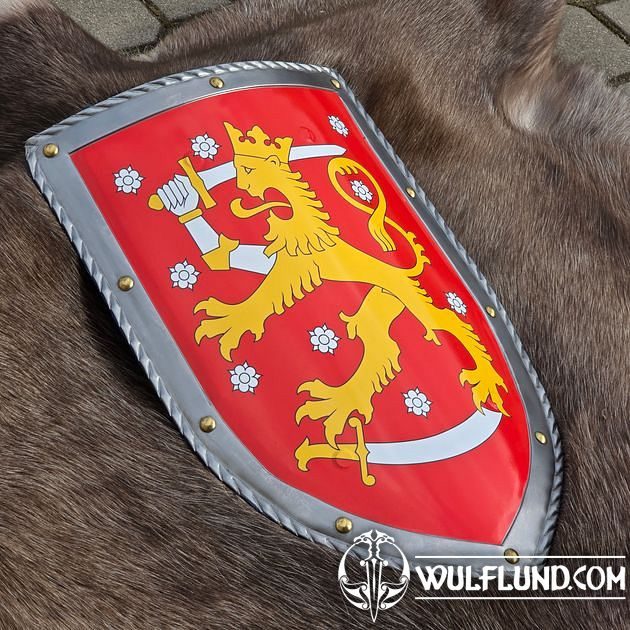 Drapeau De La Finlande Projeté Comme Un Bouclier Brillant | Vecteur Premium