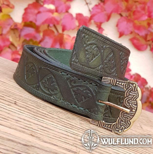 VINUM, Gokstad Belt, green, leather Drakkaria belts Leather Products ...