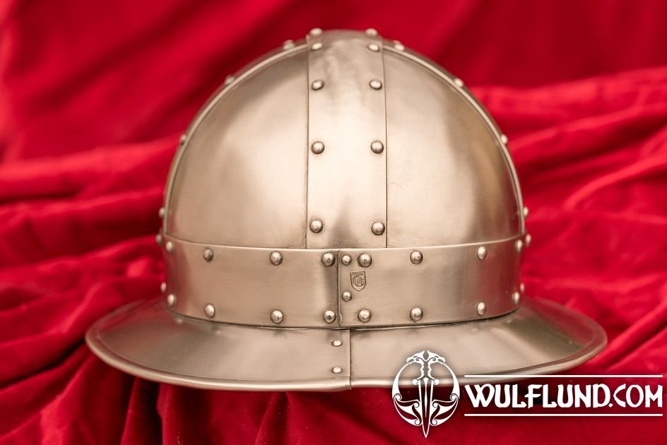 Kettle hat with rivets, helmet medieval helmets Helmets, Armour
