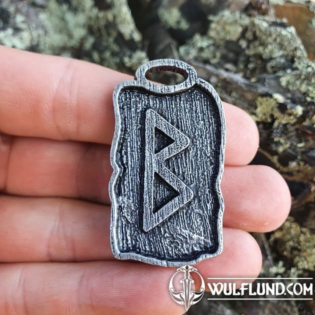 BERKANO Rune Pendant, Zinc Drakkaria rune pendants amulets and